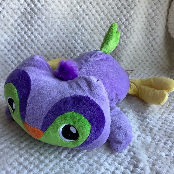 GITZY Plush Purple Green Owl Stuffed Animal Pillow Style Toy - Picture 2 of 16